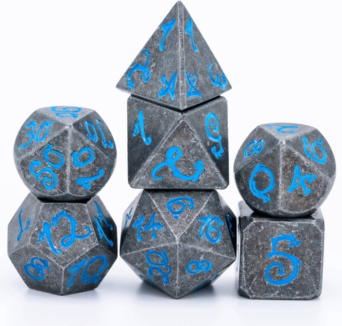 Metal dice set blauw