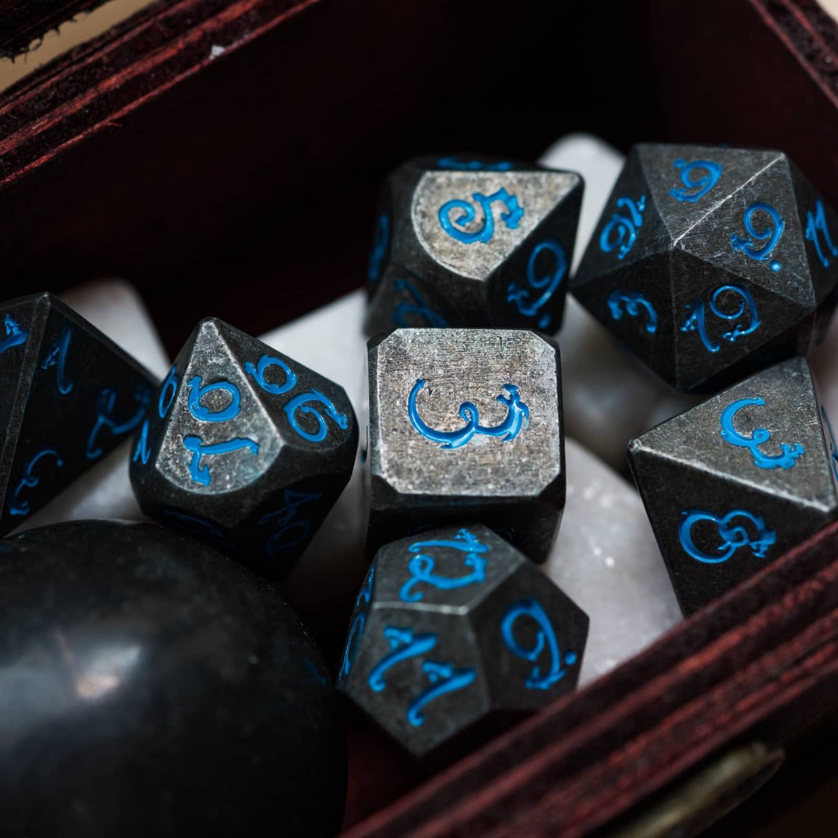 Metal dice set blauw