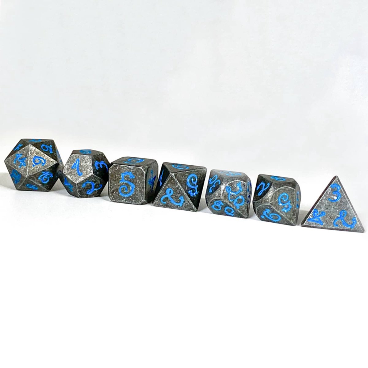 Metal dice set blauw