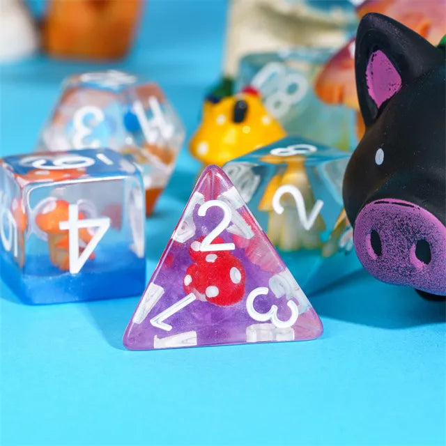 Paddenstoelen dice set kleuren mix