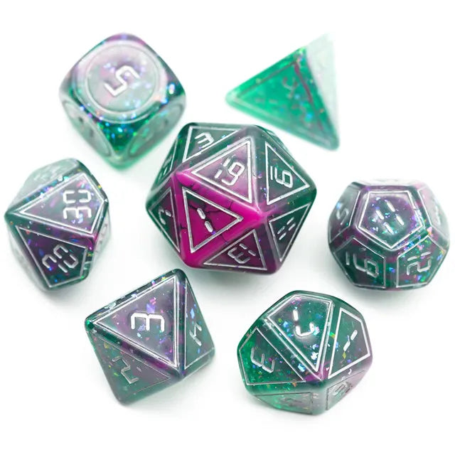 Polydice set groen paars