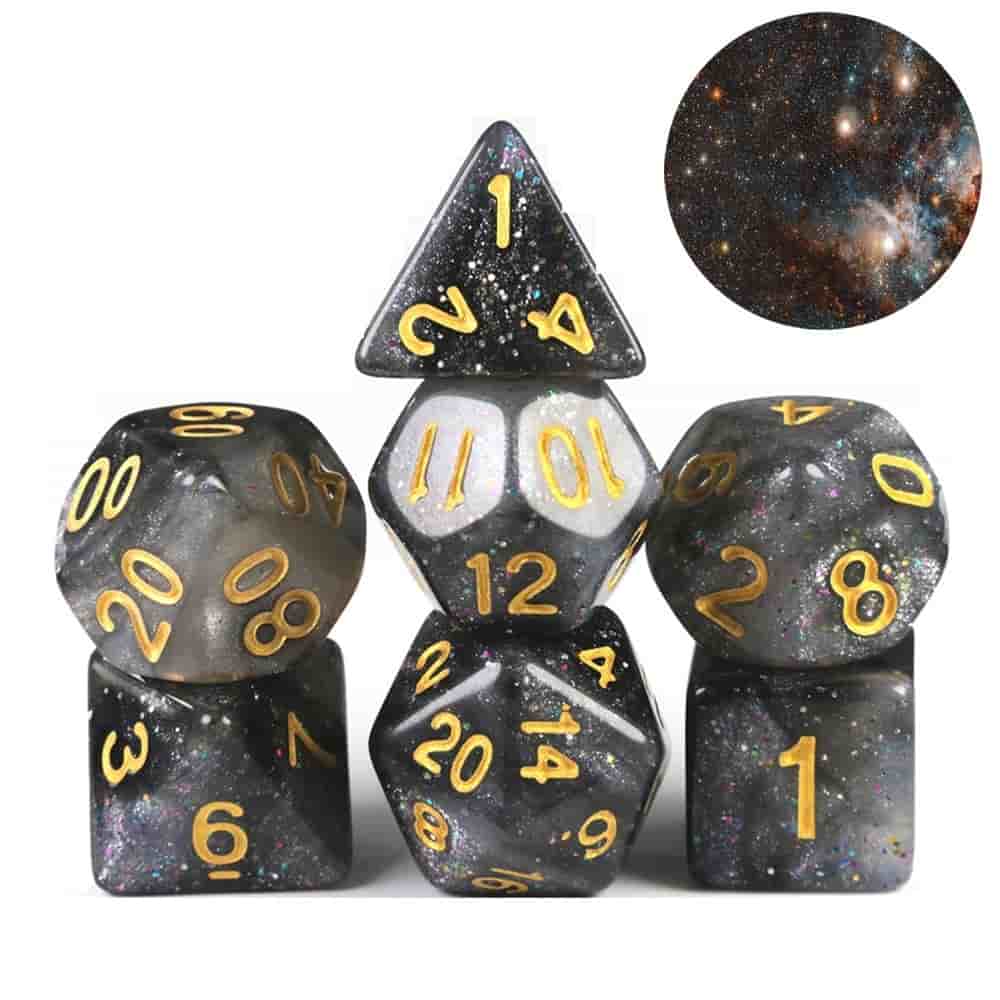 Polydice set Galaxy paars zwart