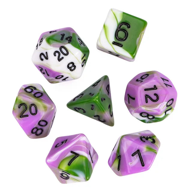 Polydice Set Grün Lila Weiß