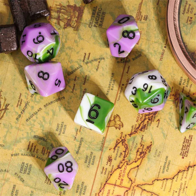 Polydice Set Grün Lila Weiß
