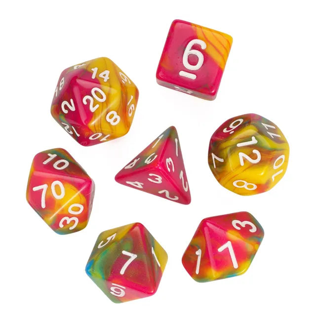 Polydice set Roze Geel Blauw Groen
