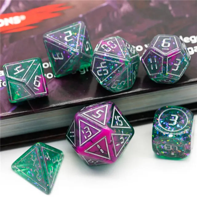 Polydice set groen paars