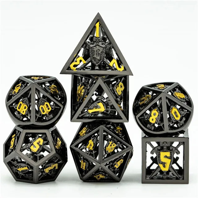 Hollow Shield metal dice set