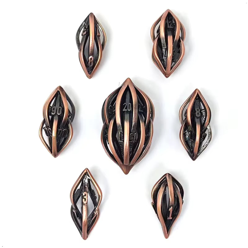 Hollow futuristic metal dice set