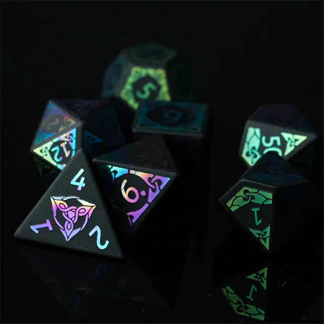 Colorful  Obsidian gemstone dice