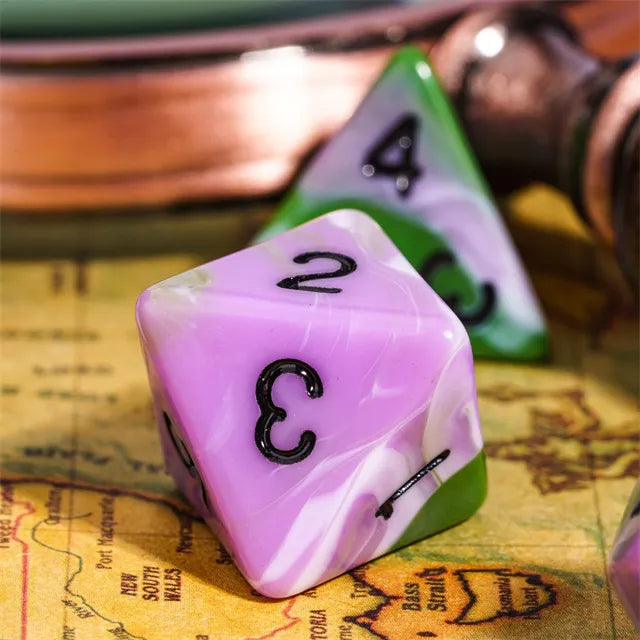 Polydice Set Grün Lila Weiß
