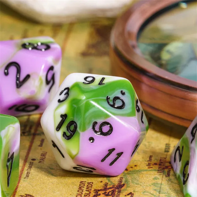 Polydice Set Grün Lila Weiß