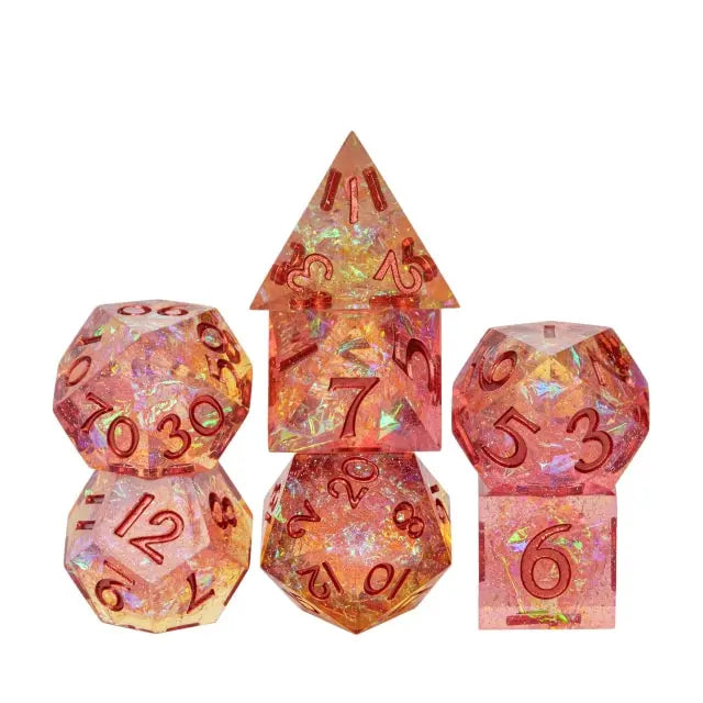 Sharp edge dice oranje roze