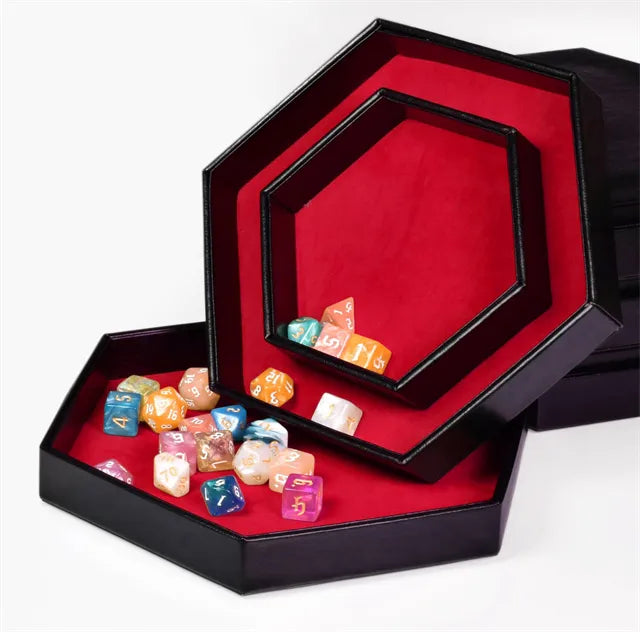 Luxe dice tray met opberg rand rood 6 hoeken